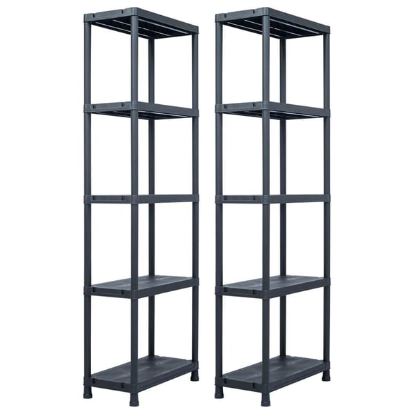vidaXL Oppbevaringshylle 2 stk svart 125 kg 60x30x180 cm plast
