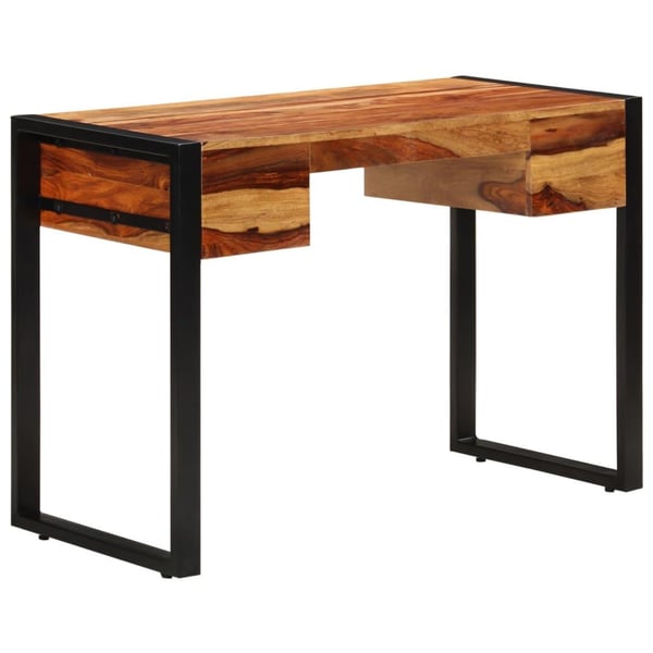 vidaXL skrivebord med 2 skuffer 110 x 50 x 77 cm massivt sheeshamtræ