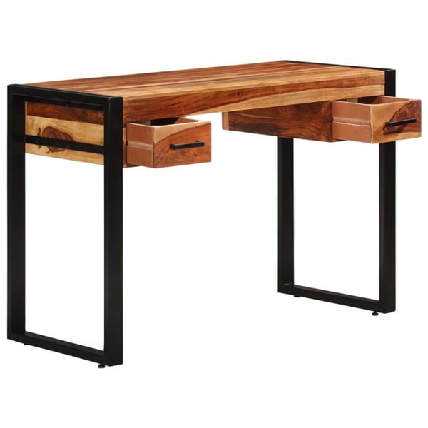 vidaXL skrivebord med 2 skuffer 110 x 50 x 77 cm massivt sheeshamtræ