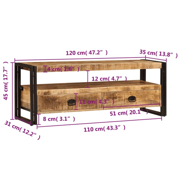 vidaXL TV-benk 120x35x45 cm heltre mango