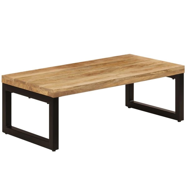 vidaXL Sohvapöytä 100x50x35 cm kiinteä mangopuu ja teräs