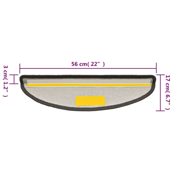 vidaXL Trappematter 15 stk 56x17x3 cm mørkegrå halvrund