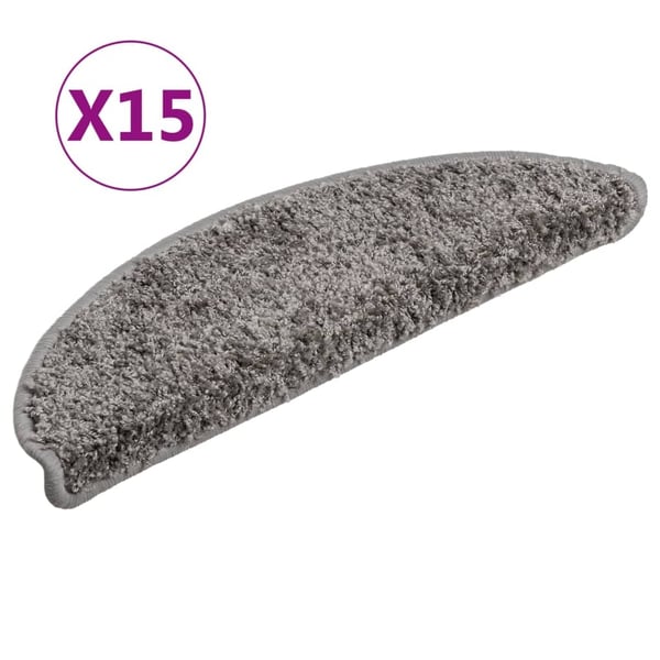 vidaXL 15 stk. trappemåtter 56x17x3 cm grå