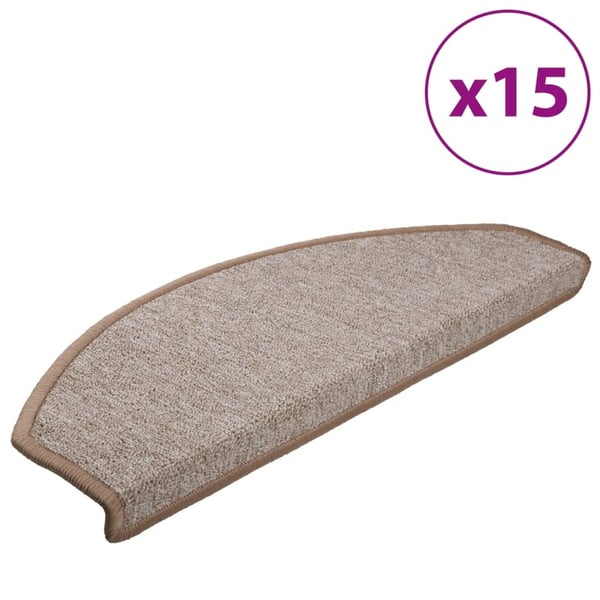 vidaXL Trappematter 15 stk 65x24x4 cm lysebrune halvrund store
