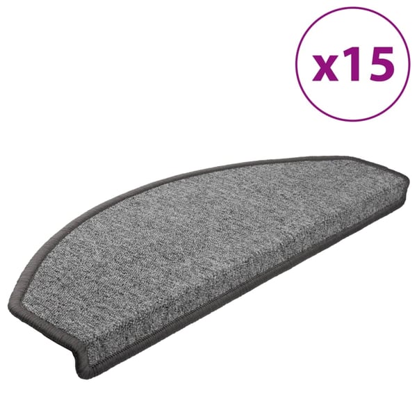 vidaXL Trappematter 15 stk 65x24x4 cm mørkegrå halvrund store