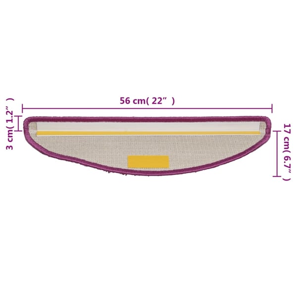 vidaXL Trappematter 15 stk 56x17x3 cm fiolett halvrund