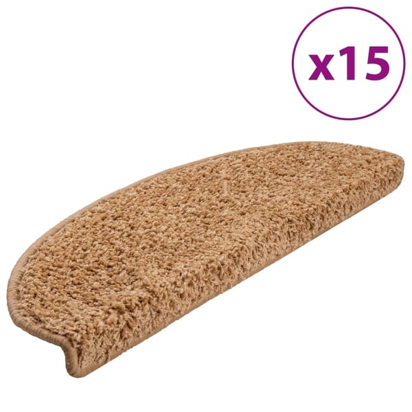 vidaXL 15 stk. trappemåtter 65x21x4 cm beige