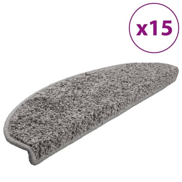 vidaXL 15 stk. trappemåtter 65x21x4 cm grå