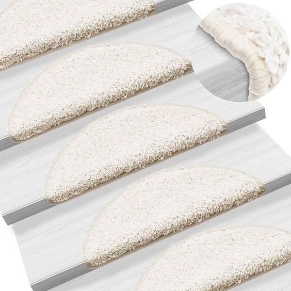 vidaXL Trappematter 15 stk 56x17x3 cm hvite halvrund