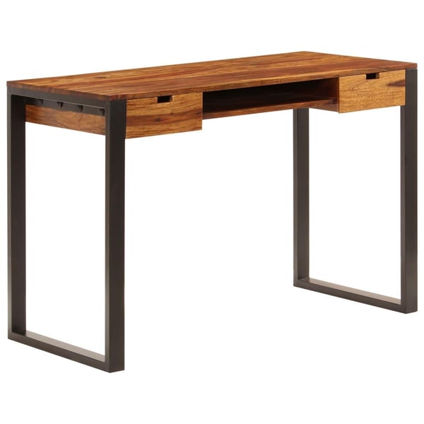 vidaXL Työpöytä 110x55x78 cm seesampuu ja teräs