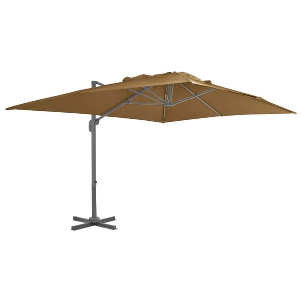 vidaXL haveparasol m. transportabel fod gråbrun
