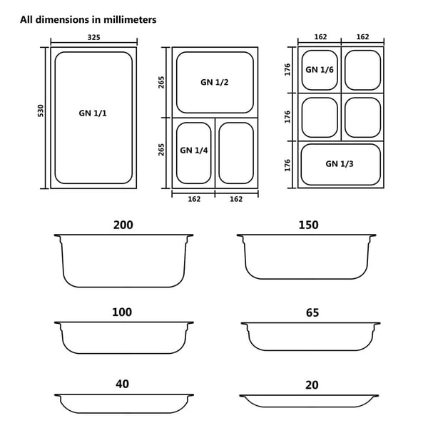 vidaXL gastronorm beholder 8 stk. GN 1/1 20 mm rustfrit stål