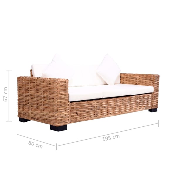 vidaXL sofasæt i 2 dele med hynder naturligt rattan
