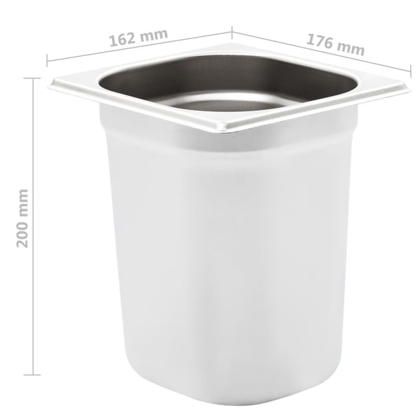vidaXL gastronorm beholder 8 stk. GN 1/6 200 mm rustfrit stål