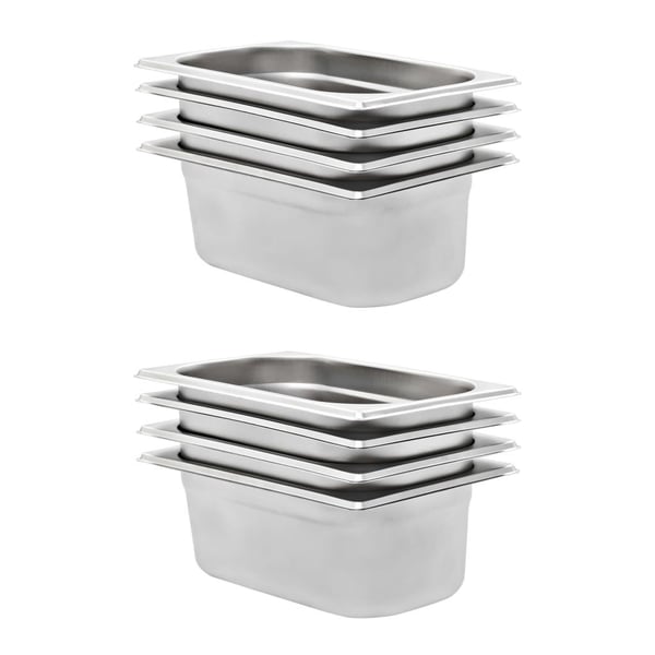 vidaXL gastronorm beholder 8 stk. GN 1/4 100 mm rustfrit stål