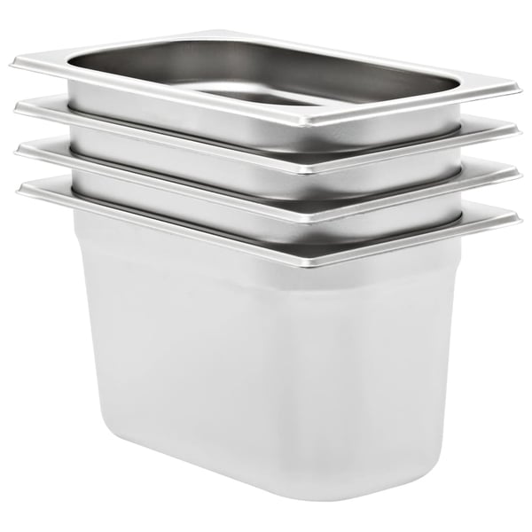 vidaXL gastronorm beholder 4 stk. GN 1/4 150 mm rustfrit stål