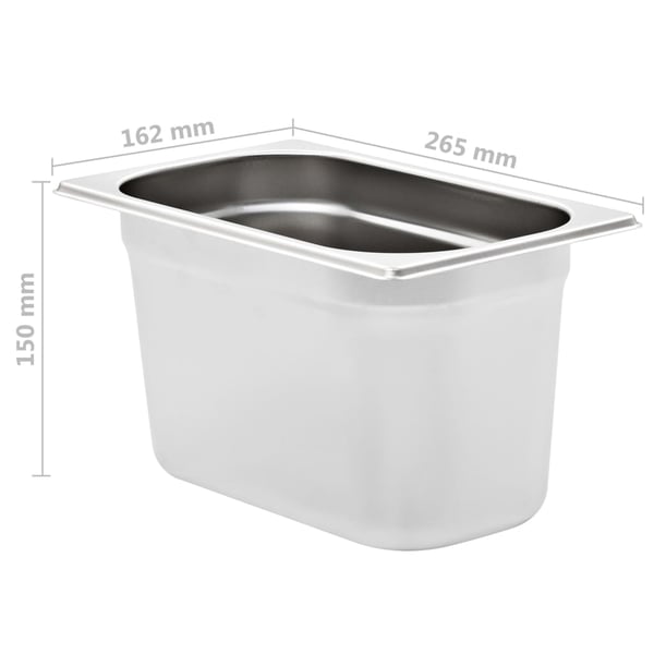 vidaXL gastronorm beholder 4 stk. GN 1/4 150 mm rustfrit stål