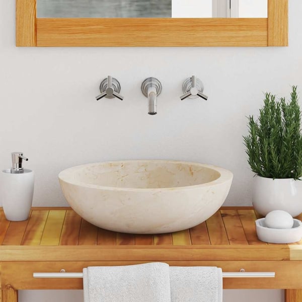 vidaXL Vask 40x12 cm marmor krem