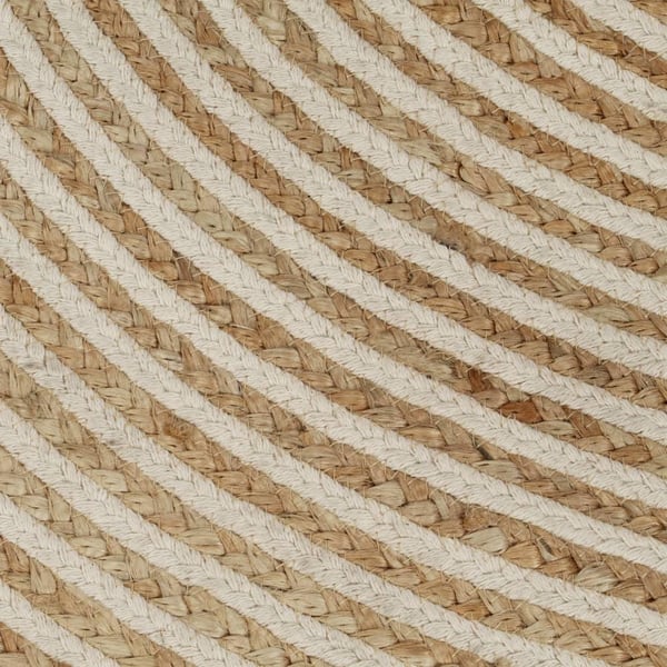 vidaXL Håndlaget juteteppe med spiral-design hvit 150 cm
