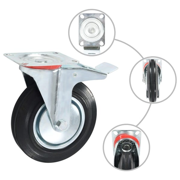 vidaXL Rullapyörät kaksoisjarruilla 4 kpl 200 mm