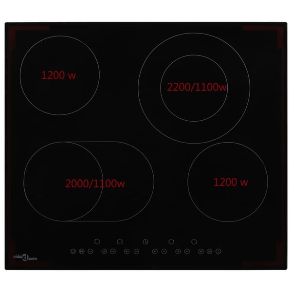 vidaXL keramisk kogeplade med 4 varmezoner touch-panel 6600 W