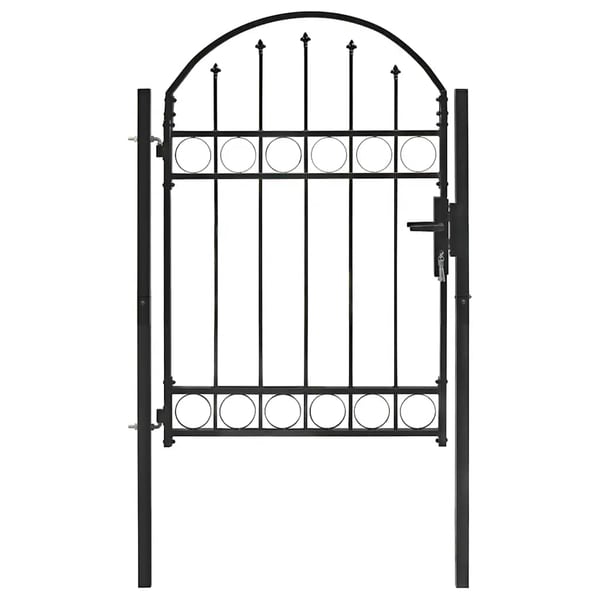 vidaXL Aitaportti Assen kaareva kärki teräs 102x125 cm musta