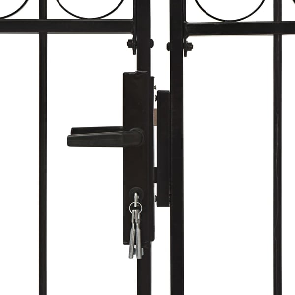 vidaXL Hageport med dobbel dør og buet topp stål 400x150 cm svart
