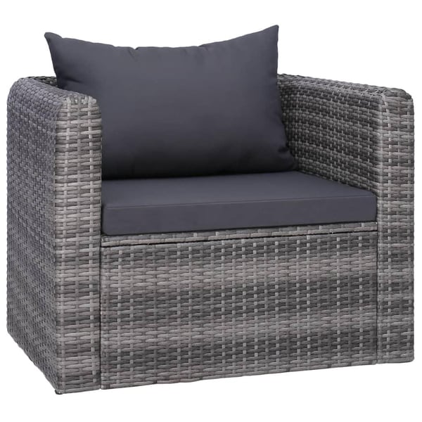 vidaXL havesofasæt 6 dele med hynder og puder polyrattan grå
