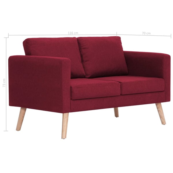 vidaXL 2-personers sofa i stof rødvinsfarvet