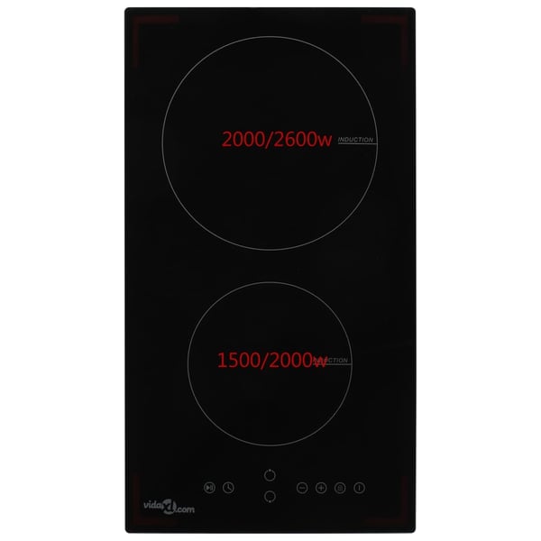 vidaXL induktionskogeplade med 2 brændere Touch Control glas 3500 W