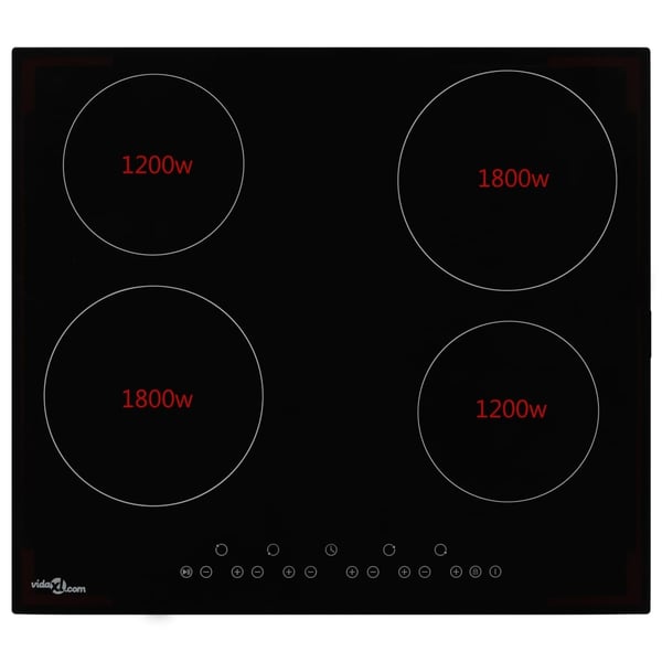 vidaXL keramisk kogeplade med 4 brændere Touch Control 6000 W