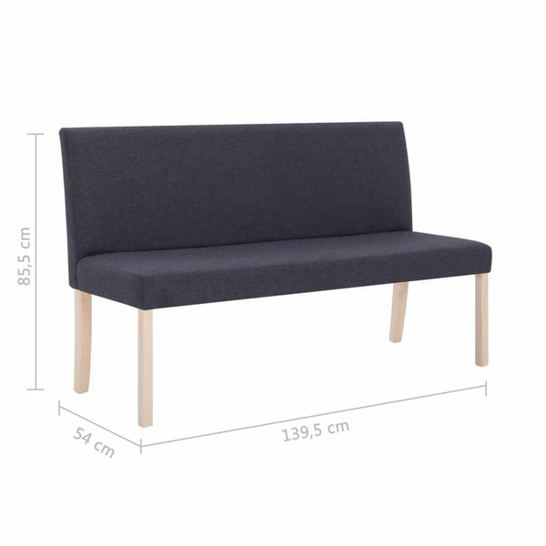 vidaXL Bänk 139,5 cm mörkgrå polyester