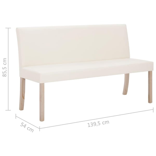 vidaXL bænk i kunstlæder 139,5 cm cremefarvet