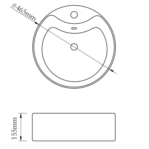vidaXL håndvask med overløb 46,5 x 15,5 cm keramik sølvfarvet