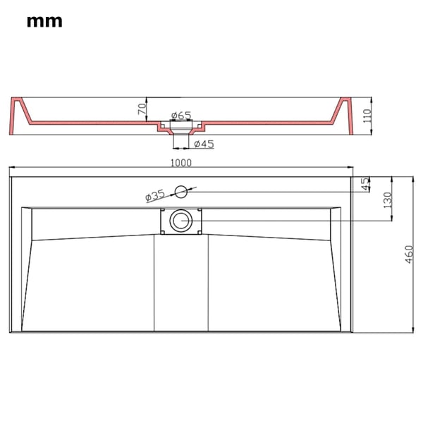 vidaXL Vask 100x46x11 cm mineralstøpt/marmorstøpt hvit