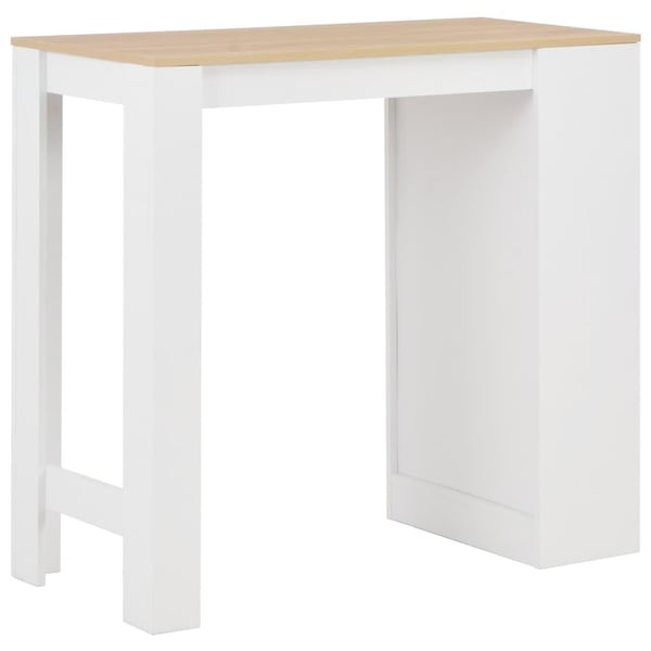 vidaXL Barbord med hylle hvit 110x50x103 cm
