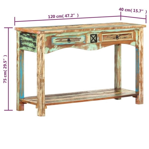 vidaXL konsolbord 120x40x75 cm massivt genbrugstræ