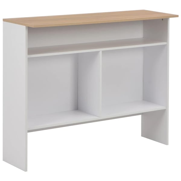 vidaXL Barbord med 2 bordplater hvit og eik 130x40x120 cm