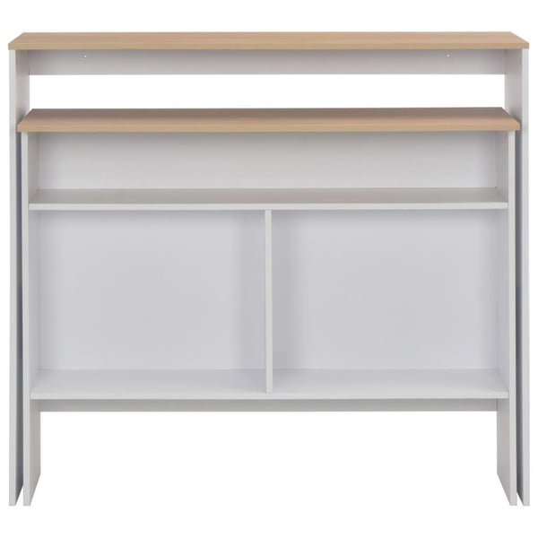 vidaXL Barbord med 2 bordplater hvit og eik 130x40x120 cm