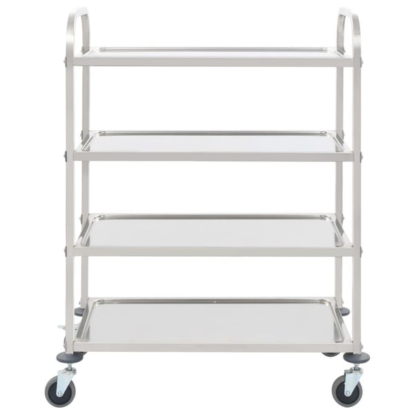 vidaXL Kjøkkentralle 4 etasjer 107x55x125 cm rustfritt stål