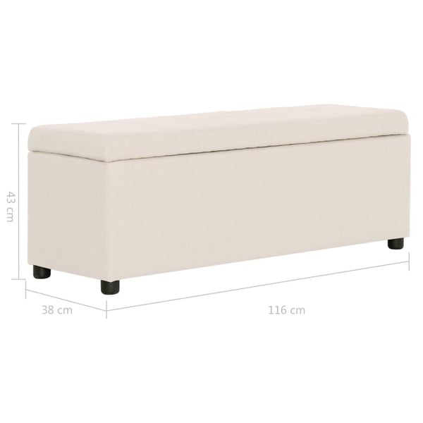 vidaXL bænk med opbevaringsrum 116 cm polyester cremefarvet