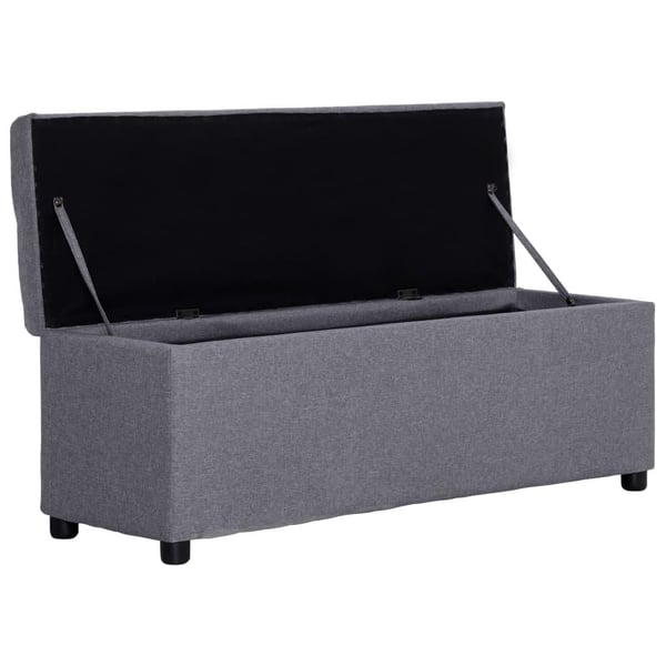 vidaXL bænk med opbevaringsrum 116 cm polyester lysegrå