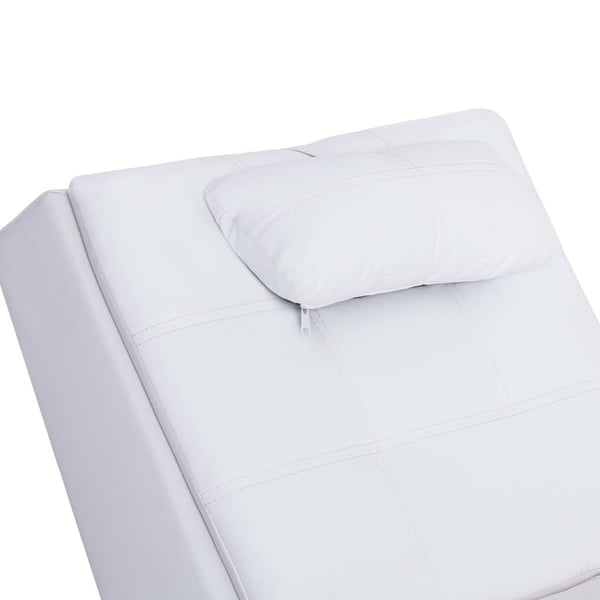 vidaXL Massageschäslong med kudde vit konstläder