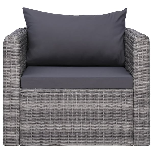 vidaXL havestol med hynde og pude polyrattan grå