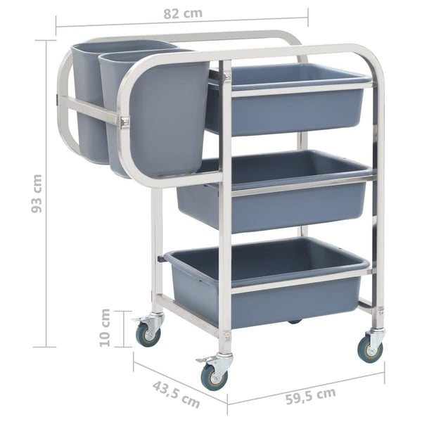 vidaXL Kjøkkenvogn med plastbeholdere 82x43,5x93  cm