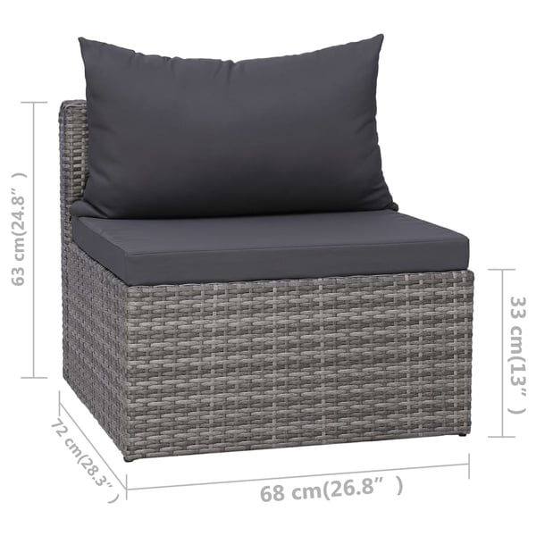 vidaXL havesofasæt i 3 dele med hynder polyrattan grå