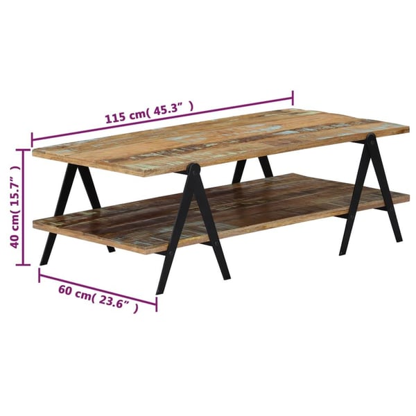 vidaXL Salongbord 115x60x40 cm gjenvunnet heltre