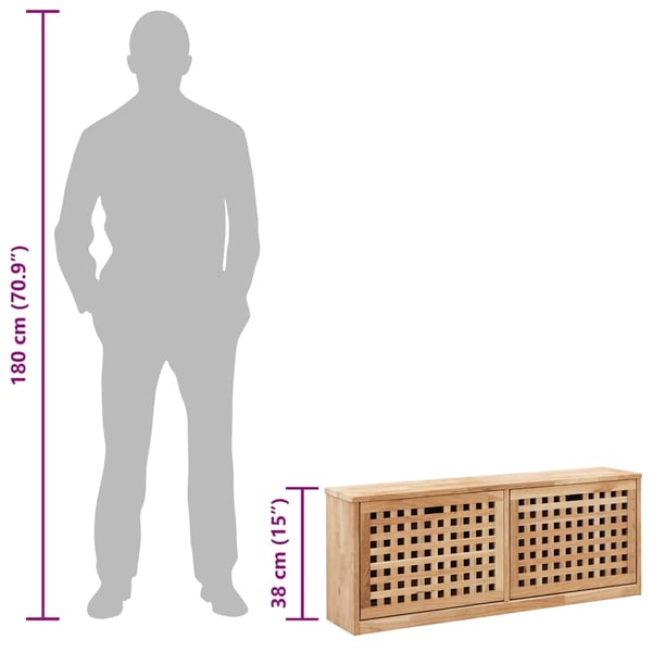 vidaXL Skobenk 94x20x38 cm heltre valnøtt