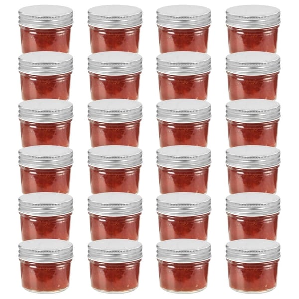vidaXL Syltetøyglass med sølve lokk 24 stk 110 ml