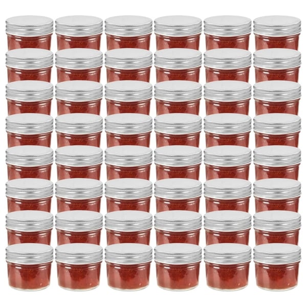 vidaXL Syltetøyglass med sølve lokk 48 stk 110 ml